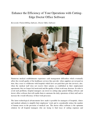 Enhance the Efficiency of Your Operations with Cutting-Edge Doctor Office Software