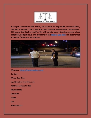 New Orleans DWI Lawyer - Weiser Law Firm