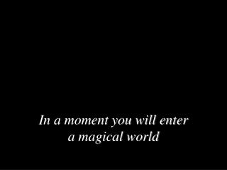 In a moment you will enter a magical world