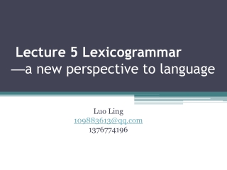 Lecture 5 Lexicogrammar — a new perspective to language