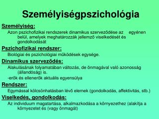 Személyiségpszichológia