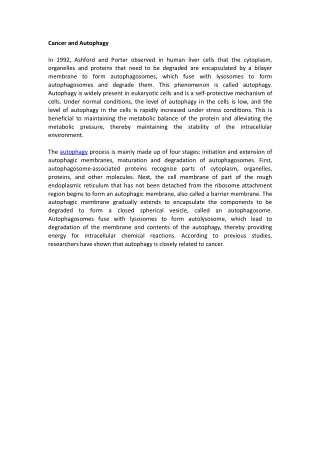 Cancer and Autophagy