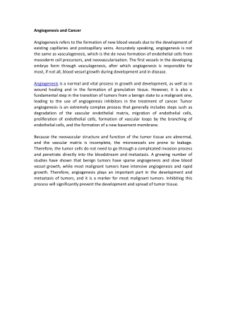 Angiogenesis and Cancer