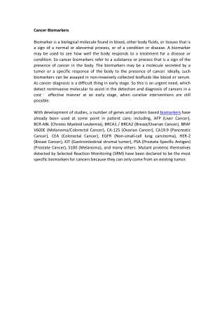 Cancer Biomarkers