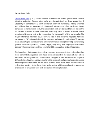 Cancer Stem Cells