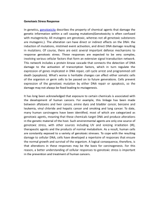 Genotoxic Stress Response