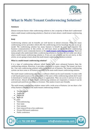 What Is Multi Tenant Conferencing Solution?