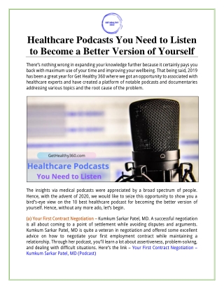 Healthcare Podcasts You Need to Listen to Become a Better Version of Yourself