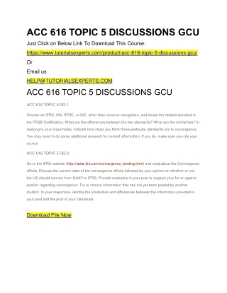 ACC 616 TOPIC 5 DISCUSSIONS GCU