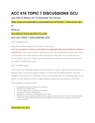 ACC 616 TOPIC 7 DISCUSSIONS GCU