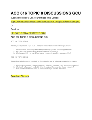 ACC 616 TOPIC 8 DISCUSSIONS GCU
