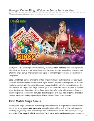 How get Online Bingo Welcome Bonus for New Year