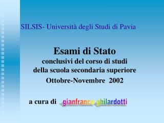 SILSIS- Università degli Studi di Pavia