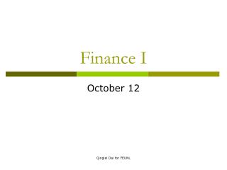 Finance I