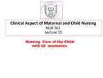 Nursing Care of the Child with GI anomalies