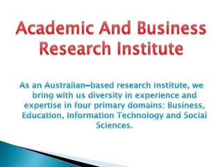 Academic And Business Research Institute-Apiar.org.au