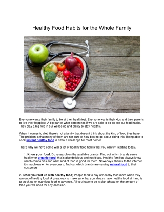 Healthy Food Habits for the Whole Family