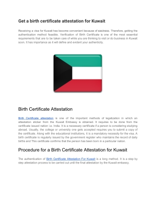 How do I get a birth certificate attestation for Kuwait?