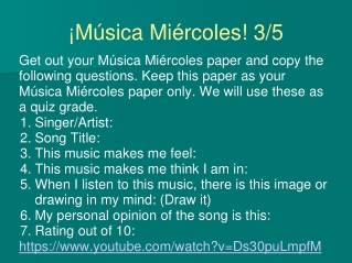 ¡Música Miércoles! 3/5