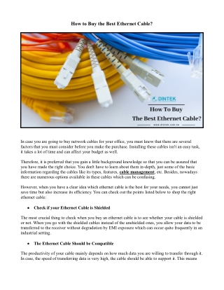 How to Buy the Best Ethernet Cable.