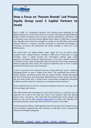 How a Focus on ‘Passion Brands’ Led Private Equity Group Level 5 Capital Partners to Invest