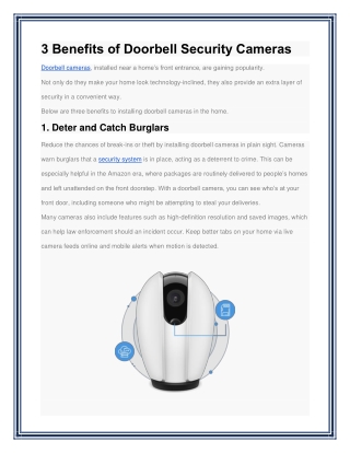 3 Benefits of Doorbell Security Cameras