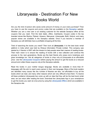 Librarywala - Destination For New Books World