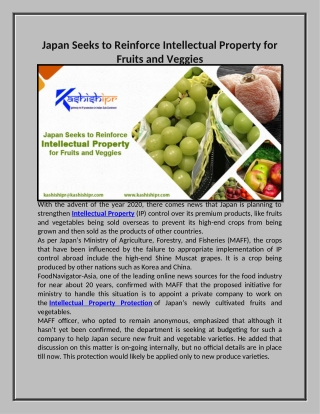 Japan Seeks to Reinforce Intellectual Property for Fruits and Veggies