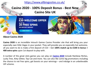 Casino 2020 - 100% Deposit Bonus - Best New Casino Site UK