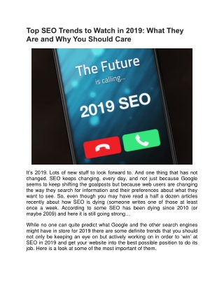 Top SEO Trends to Watch in 2019: What They Are and Why You Should Care