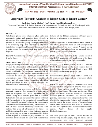 Approach Towards Analysis of Biopsy Slide of Breast Cancer