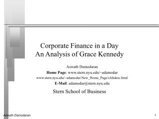 Corporate Finance in a Day An Analysis of Grace Kennedy