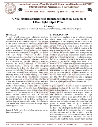 A New Hybrid Synchronous Reluctance Machine Capable of Ultra High Output Power