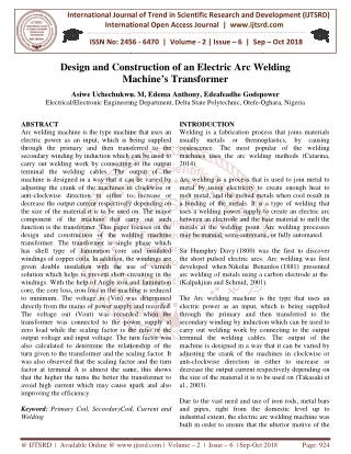 Design and Construction of an Electric Arc Welding Machine's Transformer