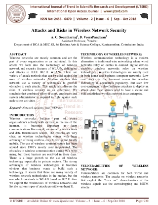 Attacks and Risks in Wireless Network Security