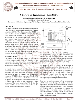 A Review on Transformer Less UPFC