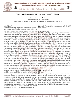 Coal Ash Bentonite Mixture as Landfill Liner