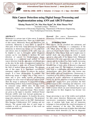 Skin Cancer Detection using Digital Image Processing and Implementation using ANN and ABCD Features