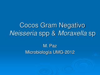 Cocos Gram Negativo Neisseria spp &amp; Moraxella sp