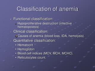 Classification of anemia