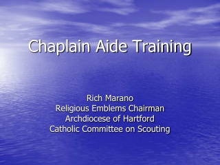 Chaplain Aide Training