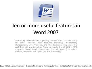 Ten or more useful features in Word 2007