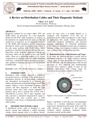 A Review on Distribution Cables and Their Diagnostic Methods