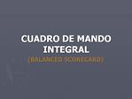 CUADRO DE MANDO INTEGRAL