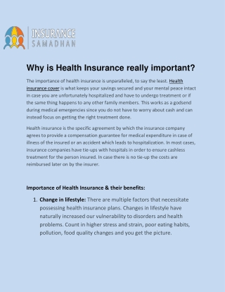 Why is Health Insurance really important?