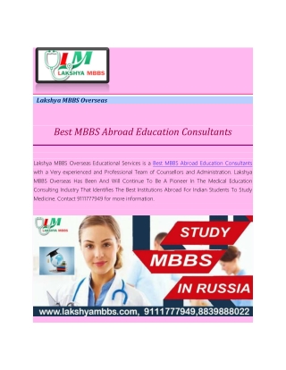 Best MBBS Abroad Education Consultants