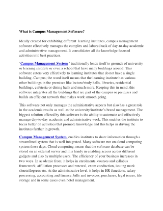 Scope And Objective Of Campus Management System