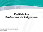 Perfil de los Profesores de Asignatura