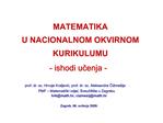 MATEMATIKA U NACIONALNOM OKVIRNOM KURIKULUMU - ishodi ucenja -