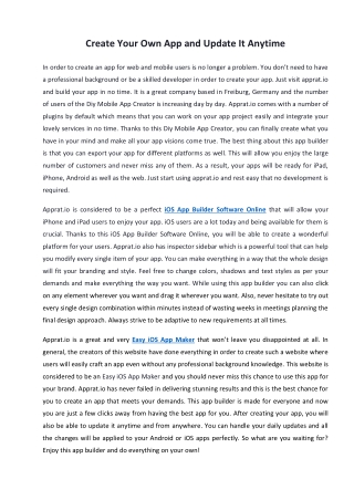 Create Your Own App and Update It Anytime